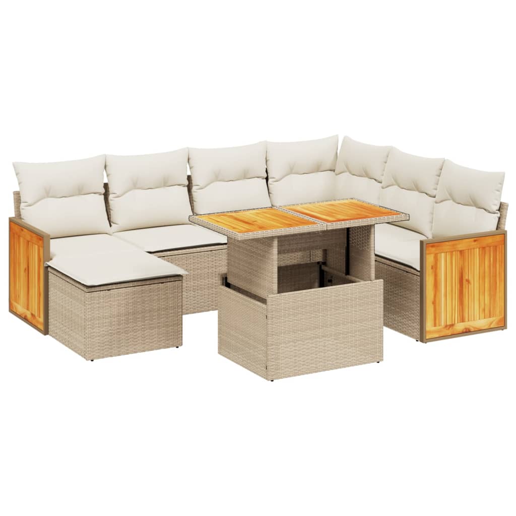8-delige Loungeset met kussens poly rattan beige is nu te koop bij PeponiXL, paradijselijk wonen!
