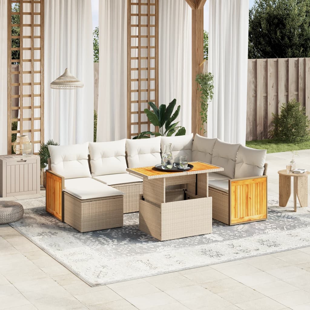 8-delige Loungeset met kussens poly rattan beige is nu te koop bij PeponiXL, paradijselijk wonen!