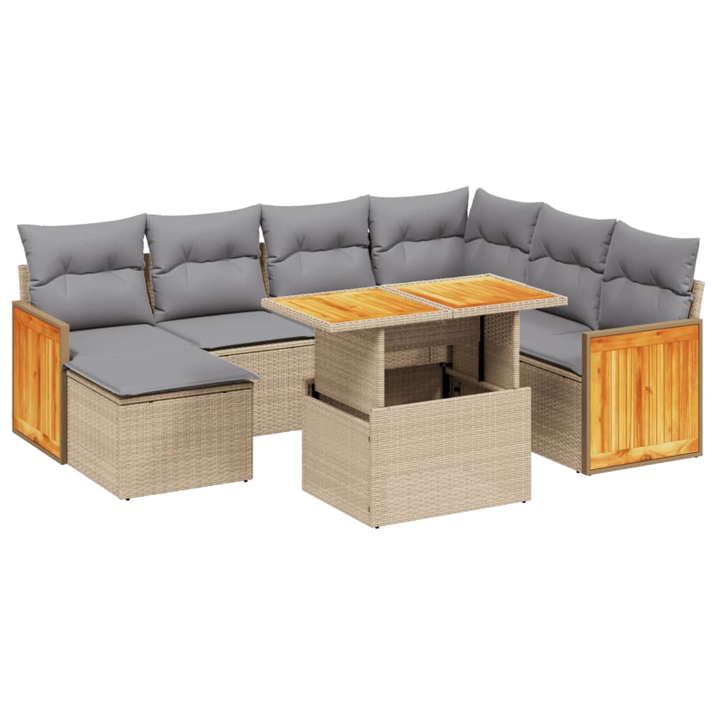 8-delige Loungeset met kussens poly rattan beige is nu te koop bij PeponiXL, paradijselijk wonen!