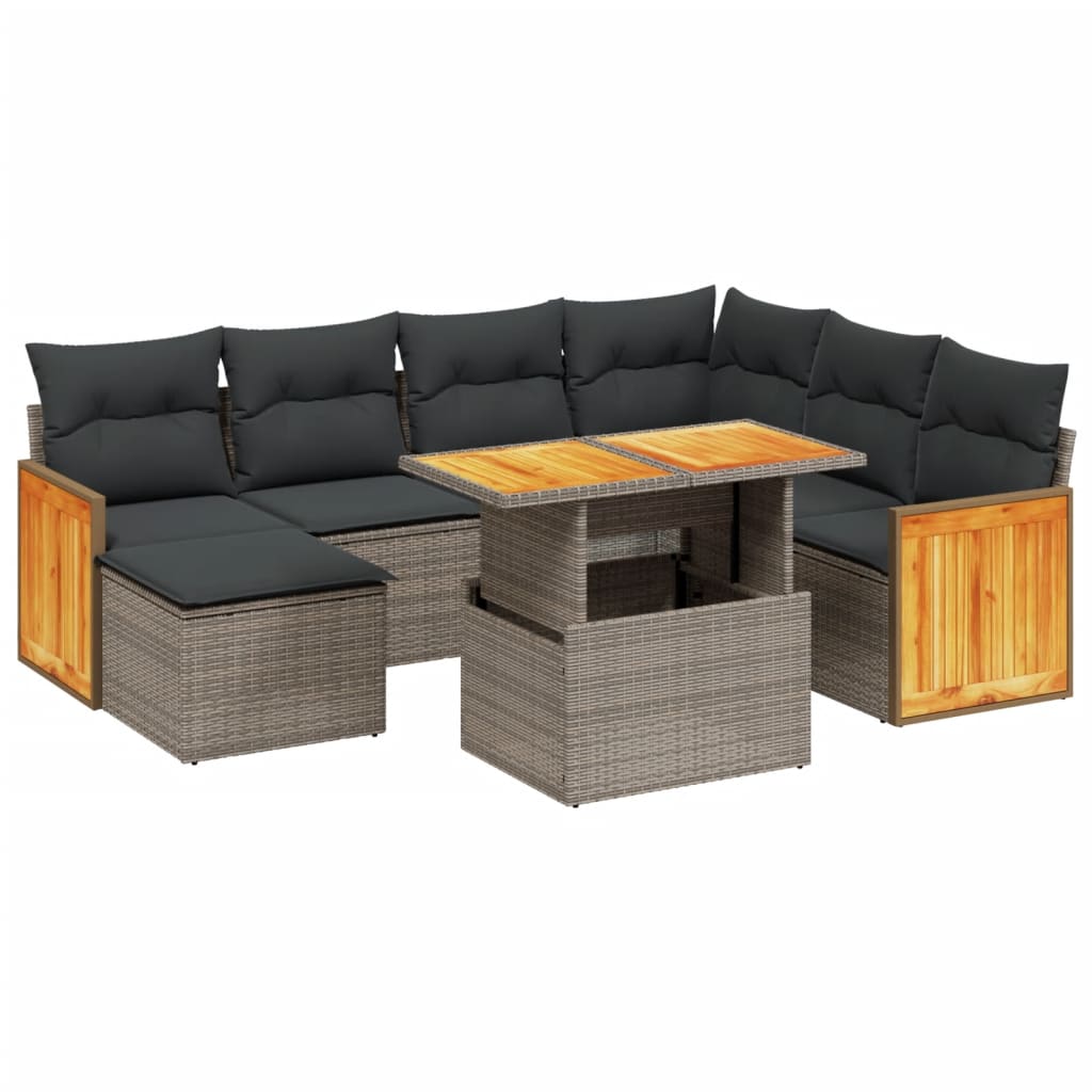 8-delige Loungeset met kussens poly rattan grijs is nu te koop bij PeponiXL, paradijselijk wonen!