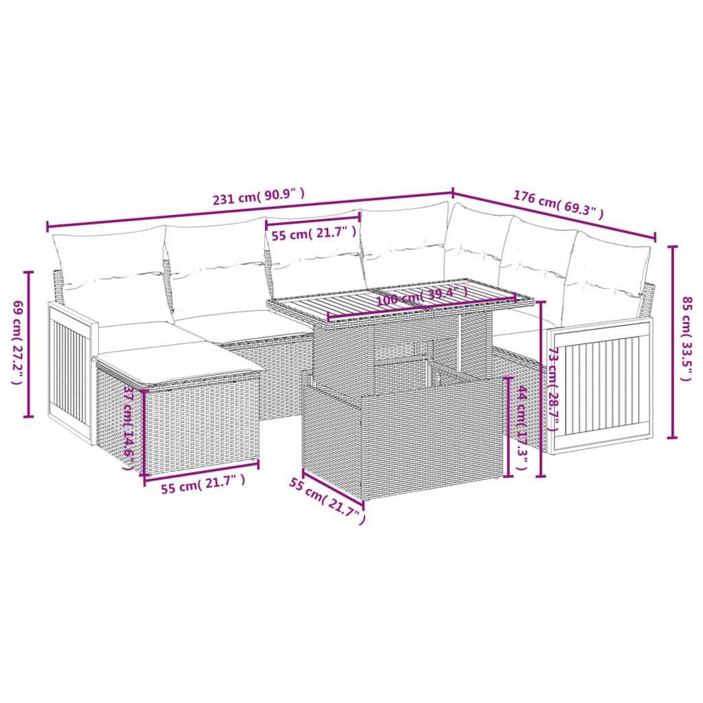 8-delige Loungeset met kussens poly rattan grijs is nu te koop bij PeponiXL, paradijselijk wonen!