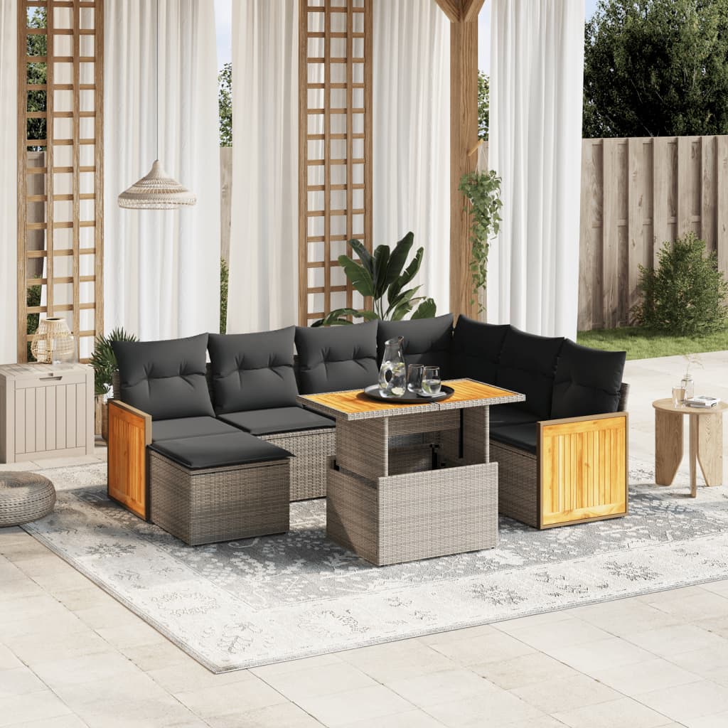 8-delige Loungeset met kussens poly rattan grijs is nu te koop bij PeponiXL, paradijselijk wonen!