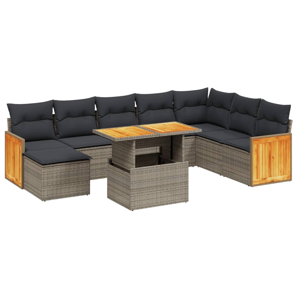 9-delige Loungeset met kussens poly rattan grijs is nu te koop bij PeponiXL, paradijselijk wonen!