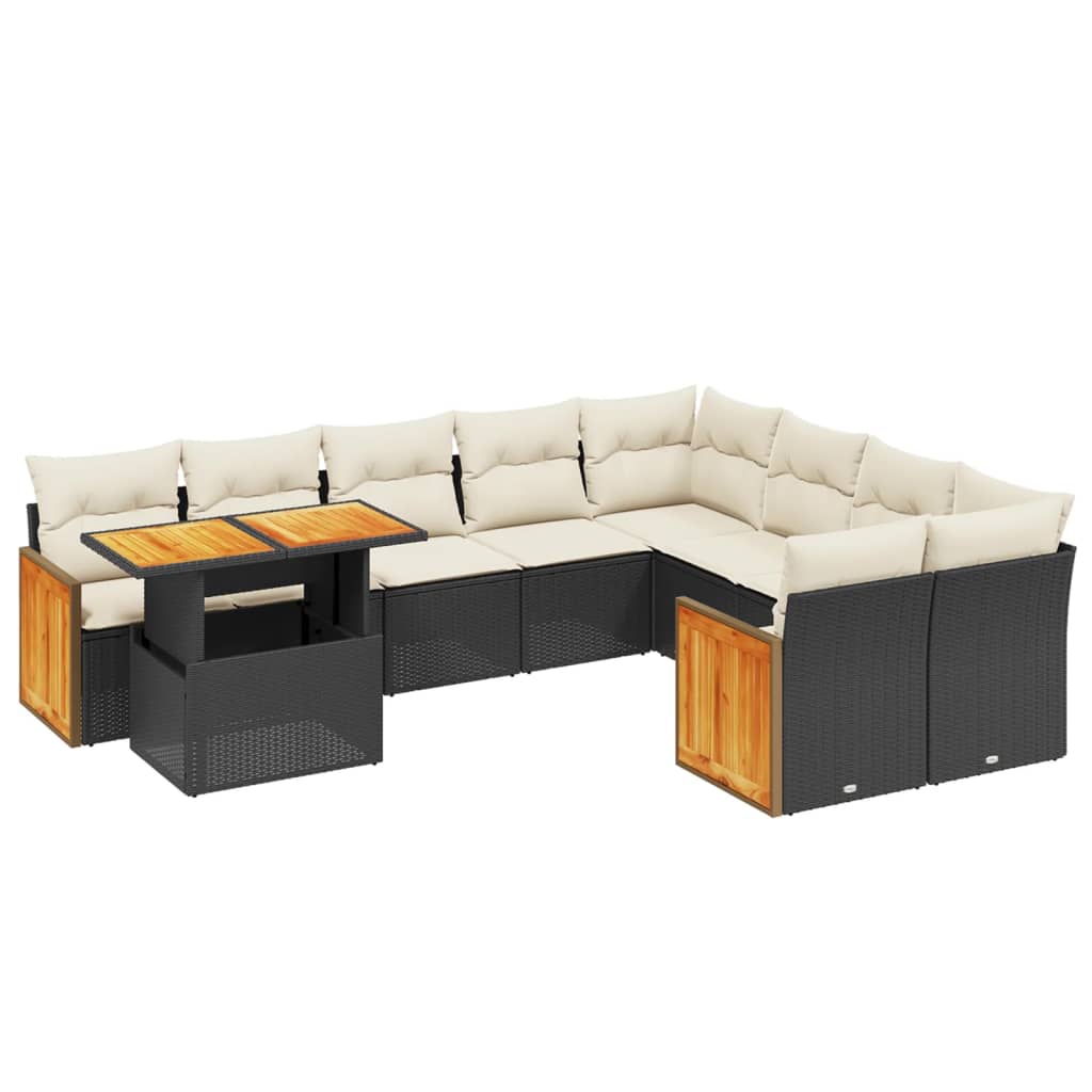 10-delige Loungeset met kussens poly rattan zwart is nu te koop bij PeponiXL, paradijselijk wonen!