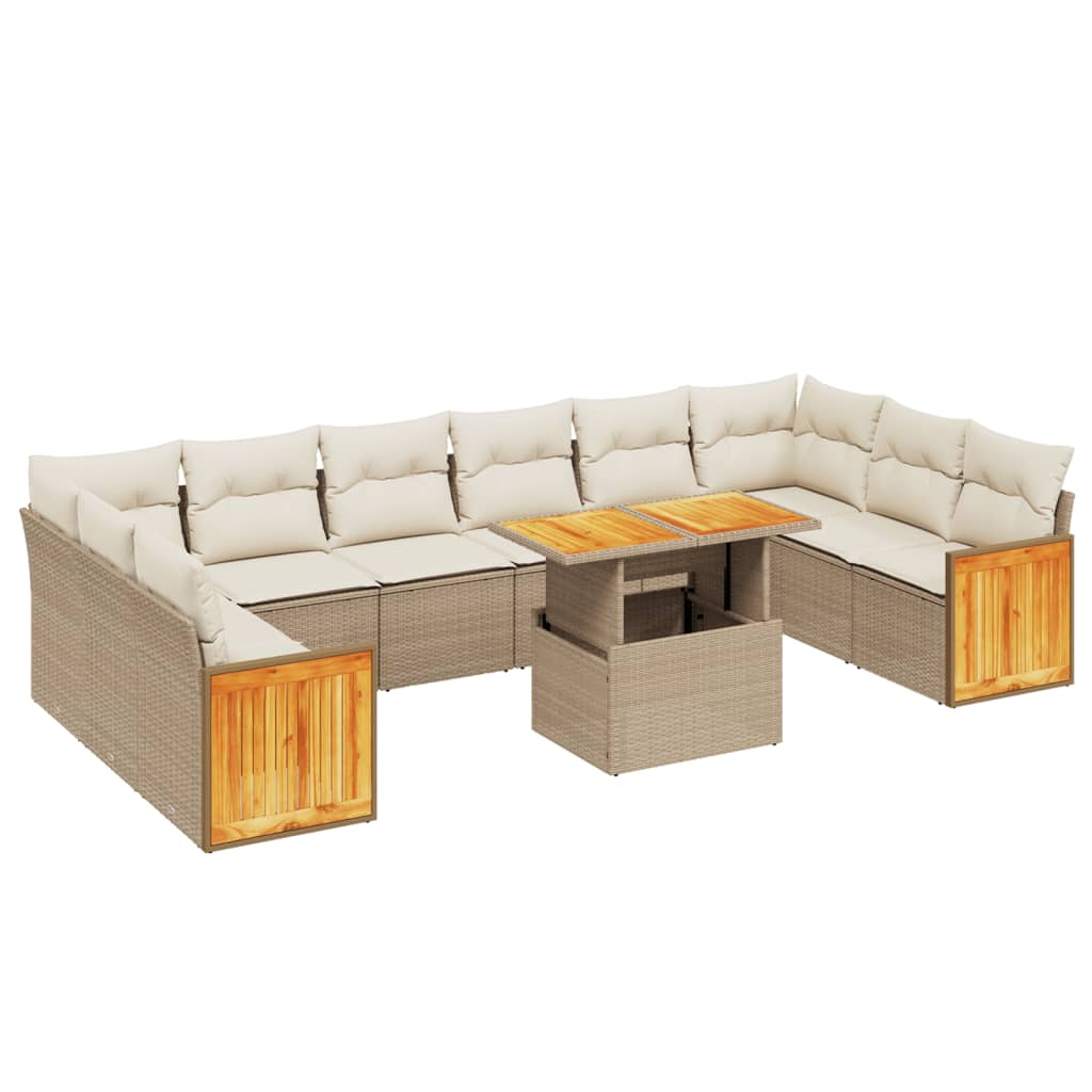 11-delige Tuinset met kussens poly rattan beige is nu te koop bij PeponiXL, paradijselijk wonen!