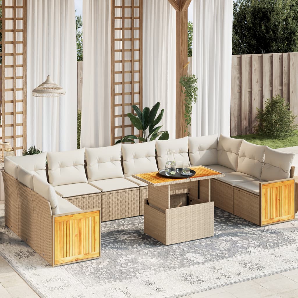 11-delige Tuinset met kussens poly rattan beige is nu te koop bij PeponiXL, paradijselijk wonen!