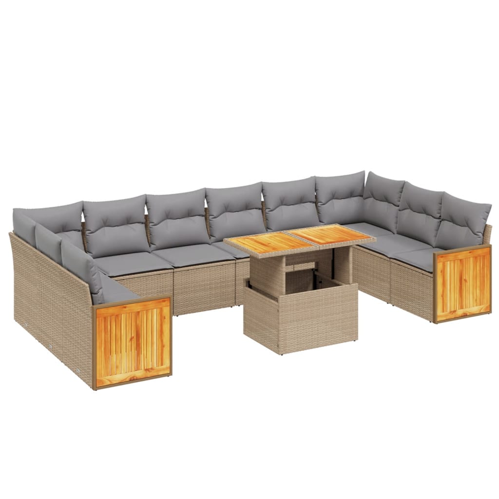 11-delige Tuinset met kussens poly rattan beige is nu te koop bij PeponiXL, paradijselijk wonen!