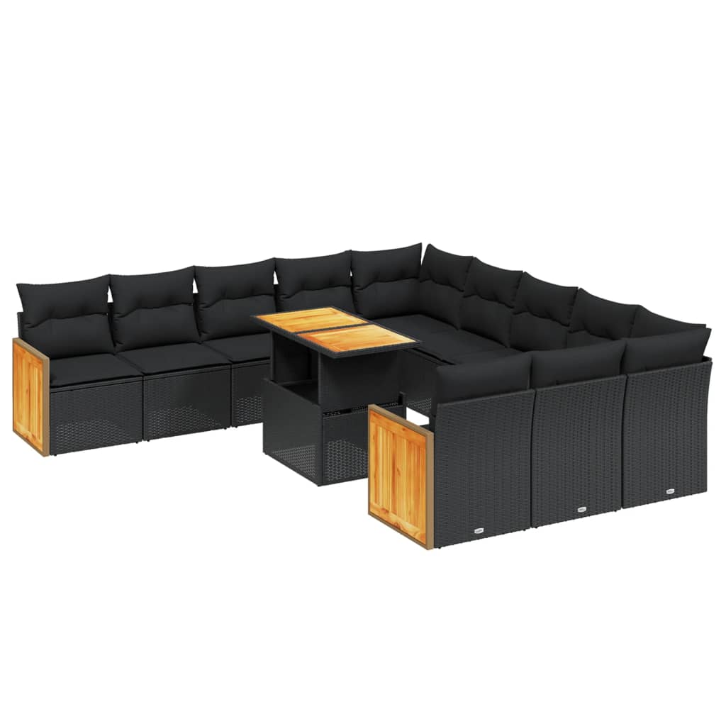 11-delige Loungeset met kussens poly rattan zwart is nu te koop bij PeponiXL, paradijselijk wonen!