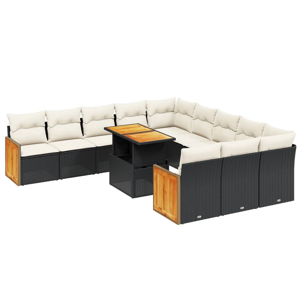 11-delige Loungeset met kussens poly rattan zwart is nu te koop bij PeponiXL, paradijselijk wonen!