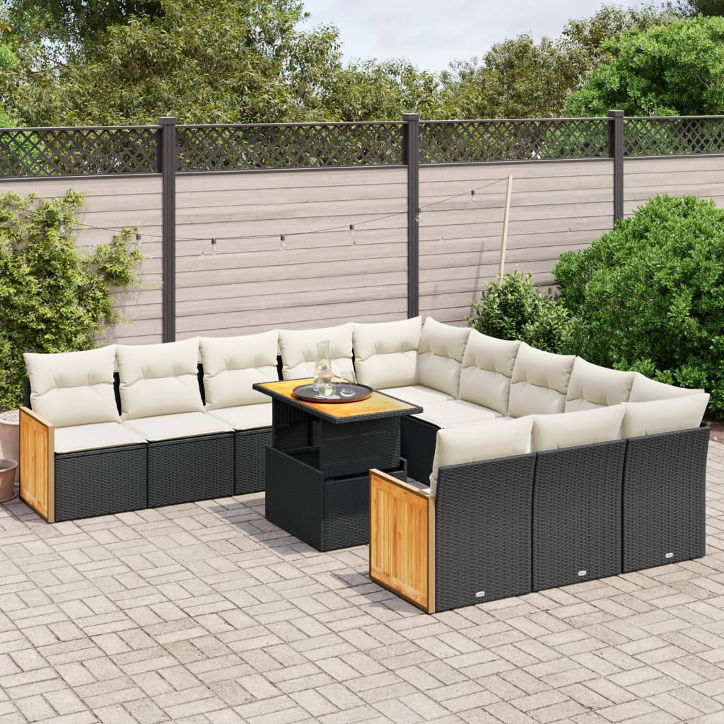 11-delige Loungeset met kussens poly rattan zwart is nu te koop bij PeponiXL, paradijselijk wonen!