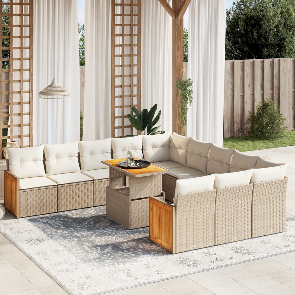 11-delige Tuinset met kussens poly rattan beige is nu te koop bij PeponiXL, paradijselijk wonen!