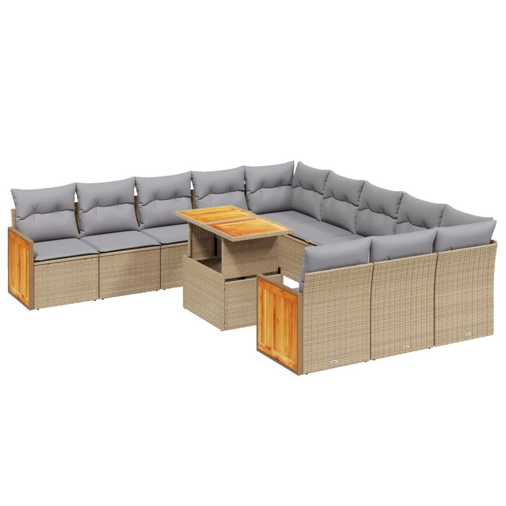 11-delige Tuinset met kussens poly rattan beige is nu te koop bij PeponiXL, paradijselijk wonen!
