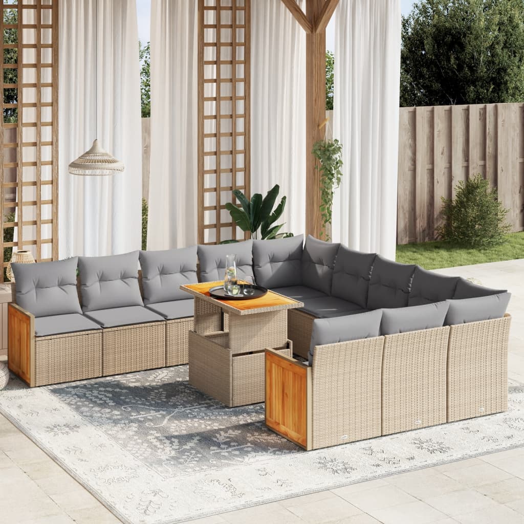 11-delige Tuinset met kussens poly rattan beige is nu te koop bij PeponiXL, paradijselijk wonen!