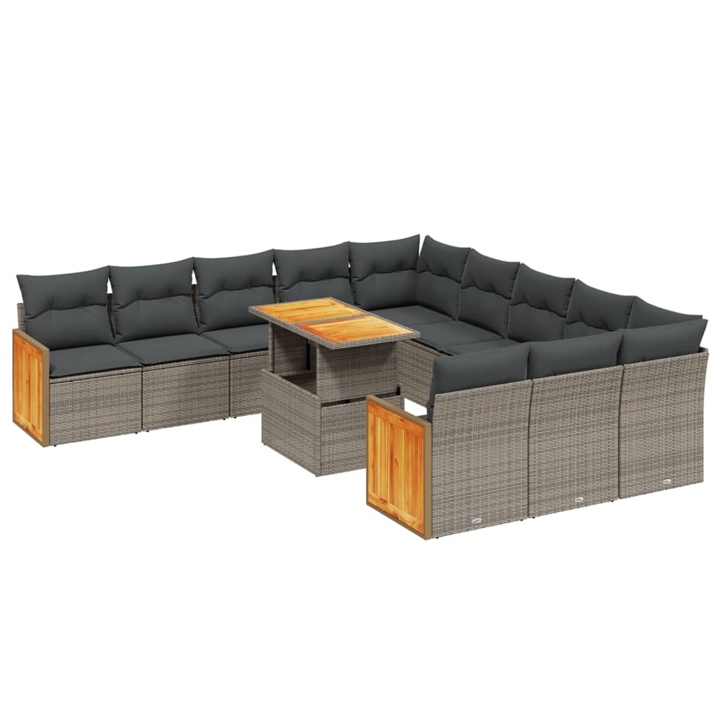 11-delige Loungeset met kussens poly rattan grijs is nu te koop bij PeponiXL, paradijselijk wonen!