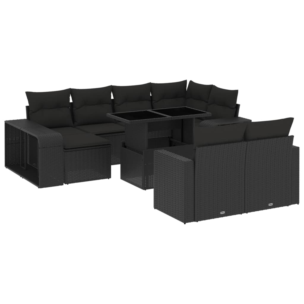 11-delige Loungeset met kussens poly rattan zwart is nu te koop bij PeponiXL, paradijselijk wonen!