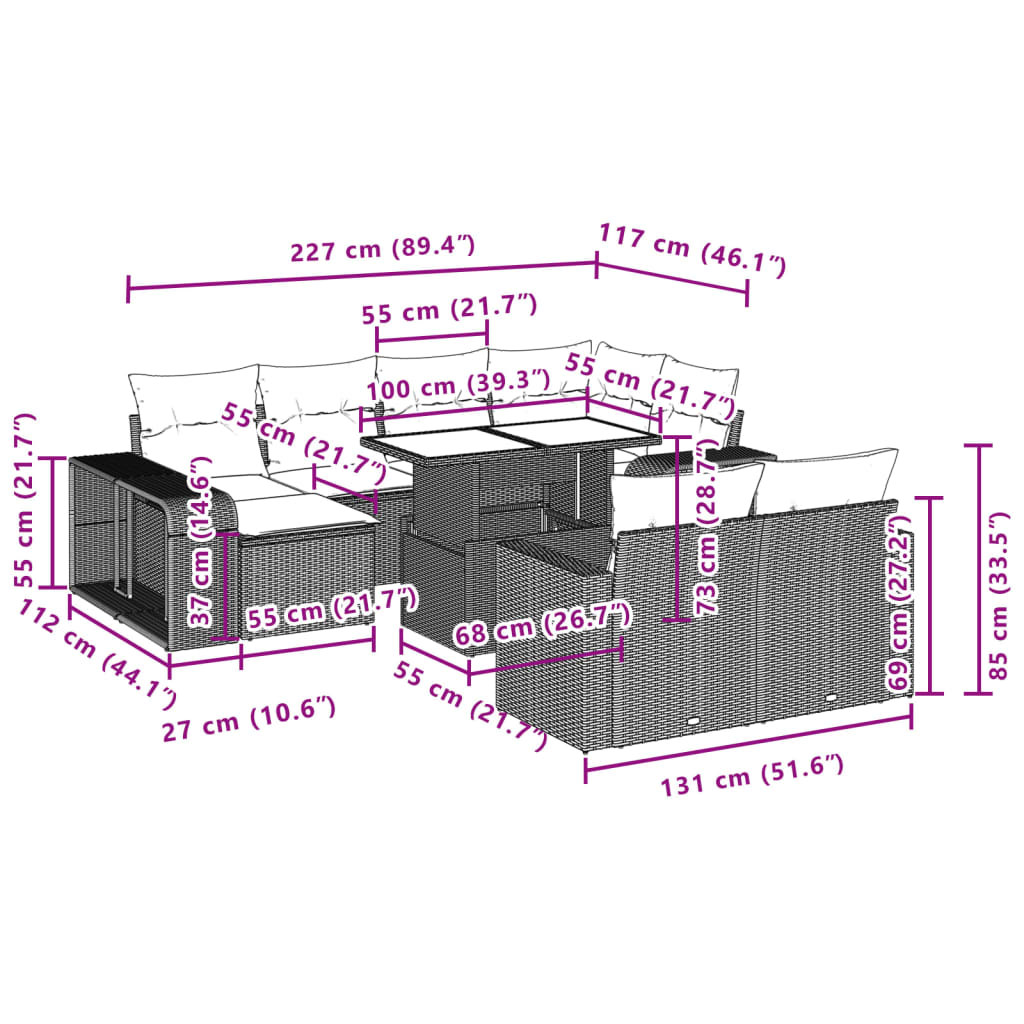 11-delige Loungeset met kussens poly rattan zwart is nu te koop bij PeponiXL, paradijselijk wonen!