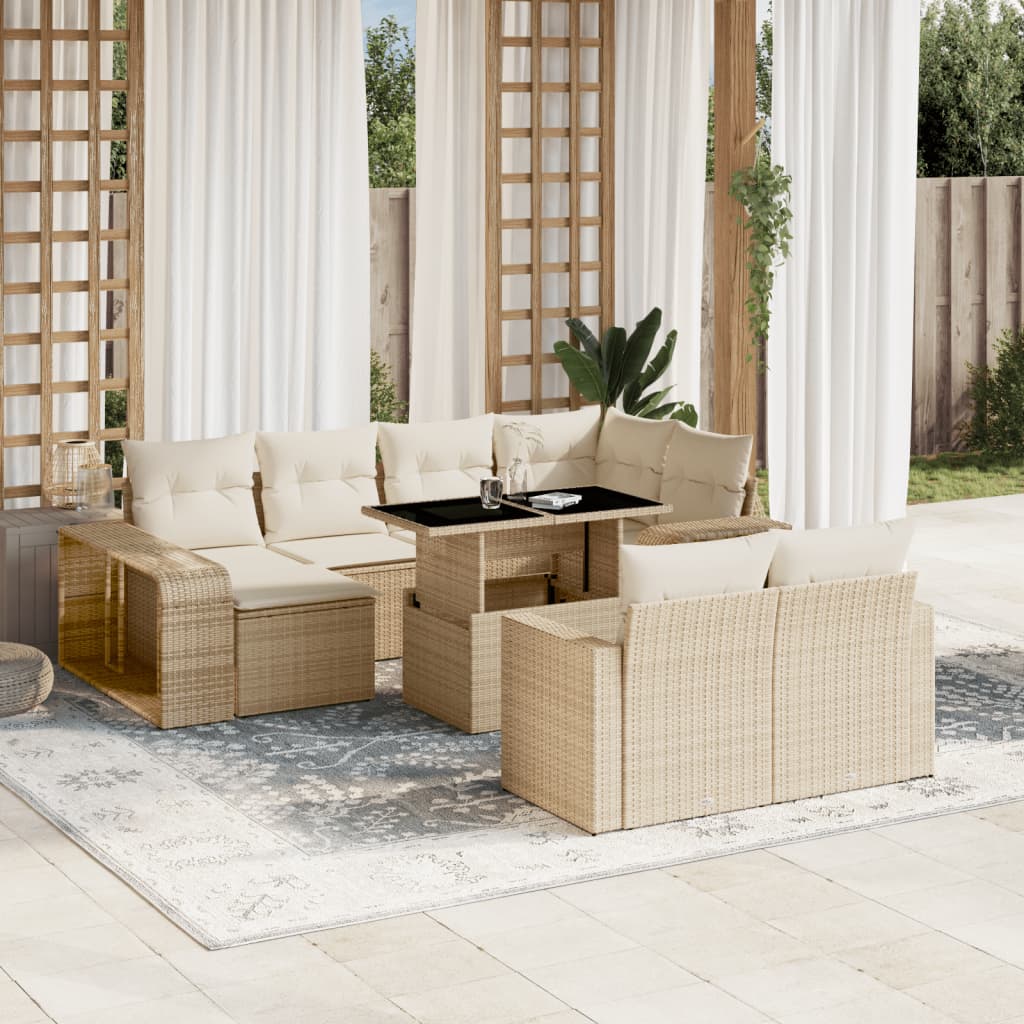 11-delige Tuinset met kussens poly rattan beige is nu te koop bij PeponiXL, paradijselijk wonen!