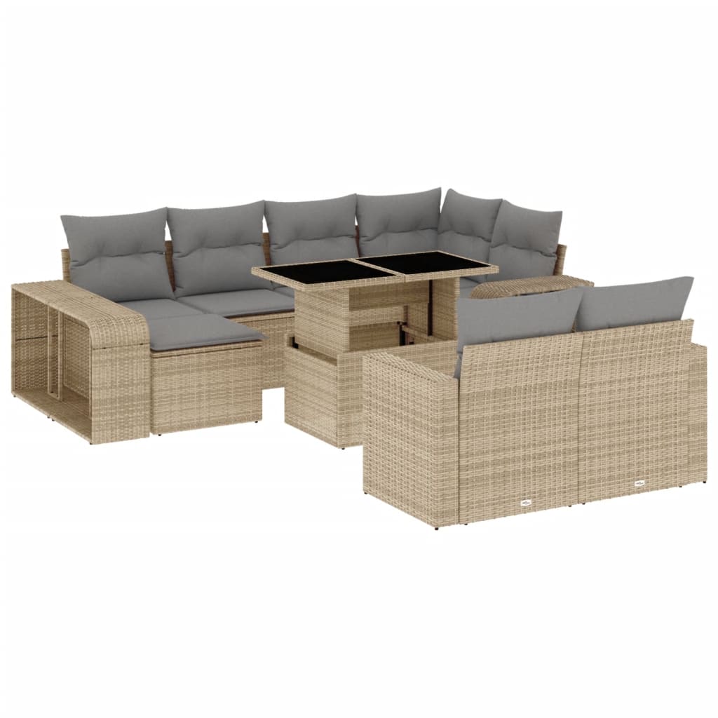11-delige Tuinset met kussens poly rattan beige is nu te koop bij PeponiXL, paradijselijk wonen!