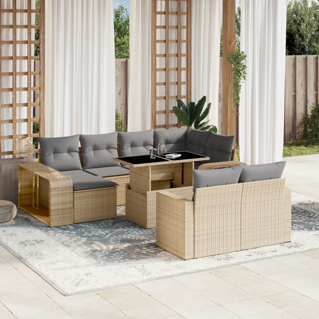 11-delige Tuinset met kussens poly rattan beige is nu te koop bij PeponiXL, paradijselijk wonen!