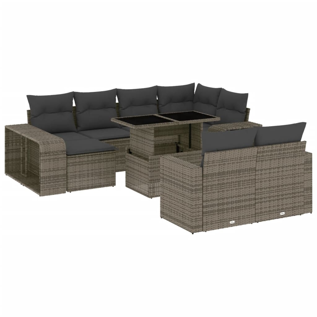 11-delige Loungeset met kussens poly rattan grijs is nu te koop bij PeponiXL, paradijselijk wonen!