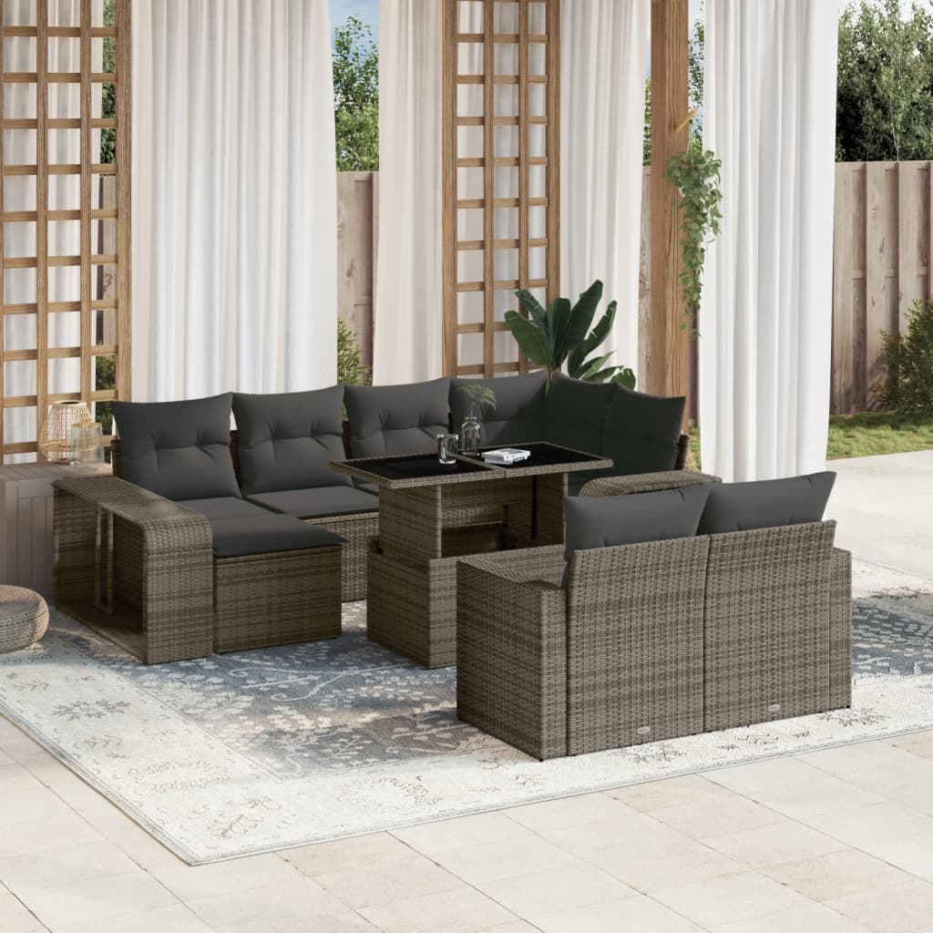 11-delige Loungeset met kussens poly rattan grijs is nu te koop bij PeponiXL, paradijselijk wonen!