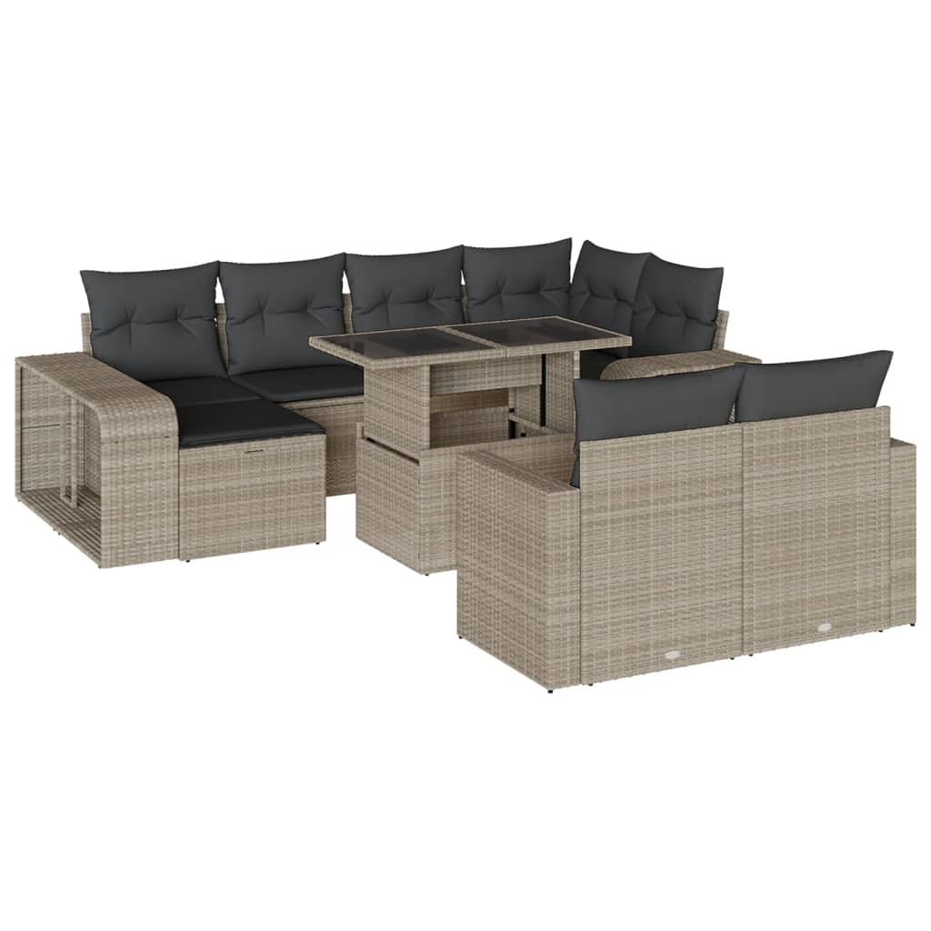 11-delige Loungeset met kussens poly rattan lichtgrijs is nu te koop bij PeponiXL, paradijselijk wonen!