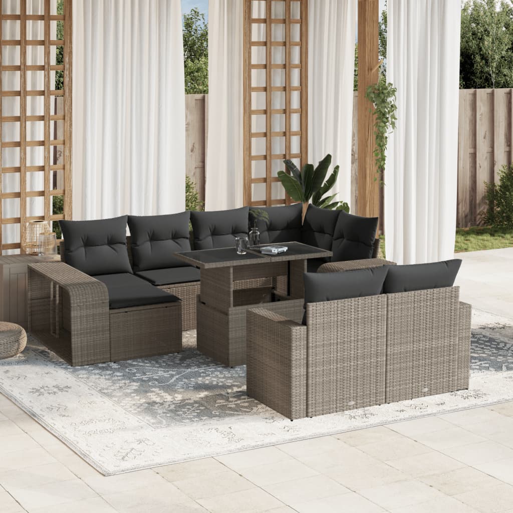 11-delige Loungeset met kussens poly rattan lichtgrijs is nu te koop bij PeponiXL, paradijselijk wonen!