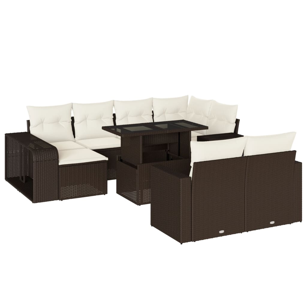 11-delige Loungeset met kussens poly rattan bruin is nu te koop bij PeponiXL, paradijselijk wonen!
