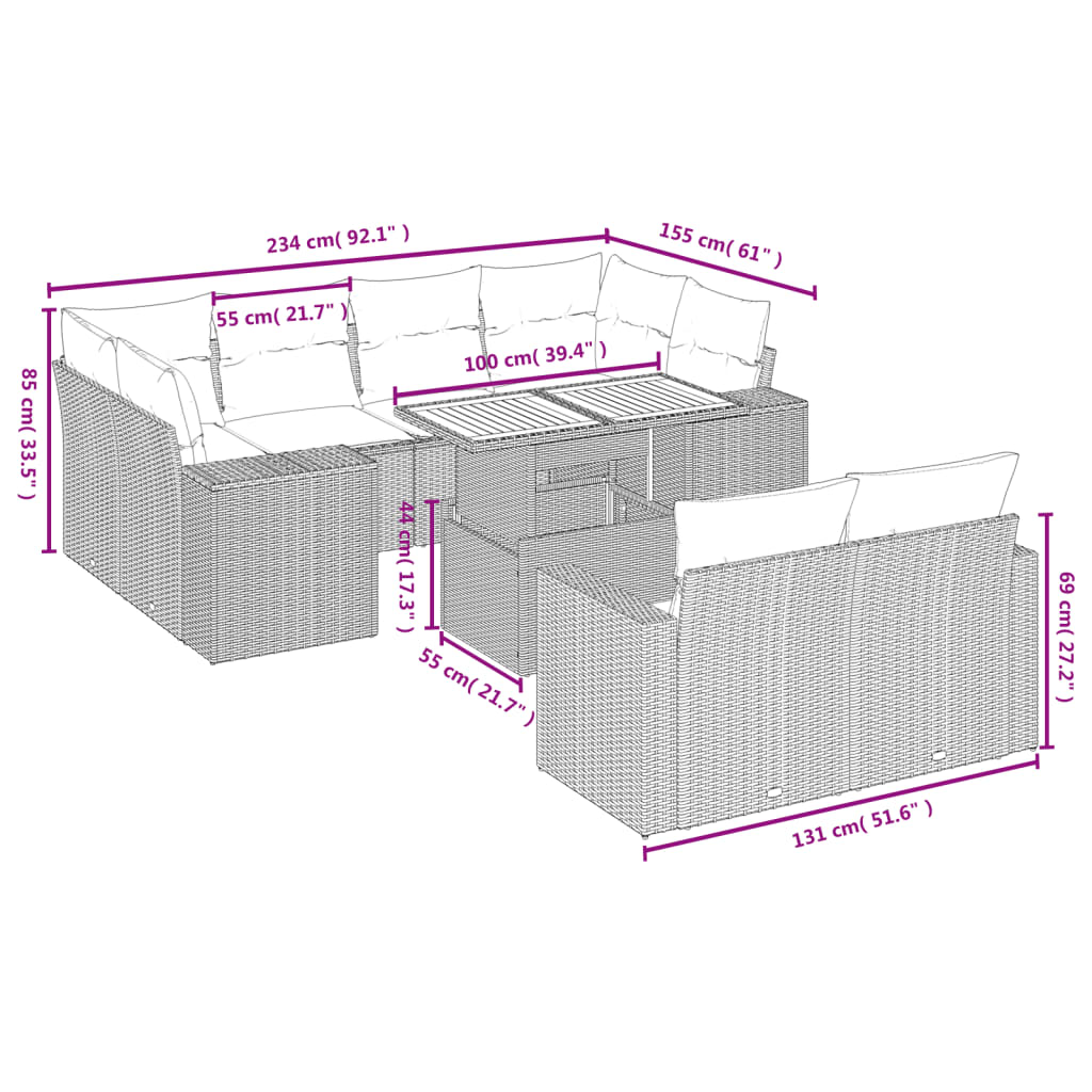 11-delige Tuinset met kussens poly rattan beige is nu te koop bij PeponiXL, paradijselijk wonen!