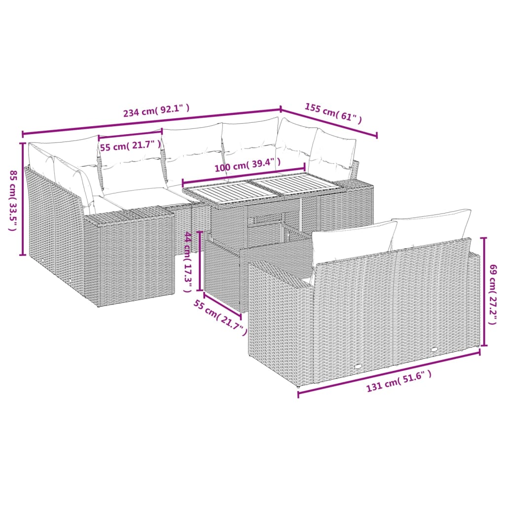 11-delige Tuinset met kussens poly rattan beige is nu te koop bij PeponiXL, paradijselijk wonen!