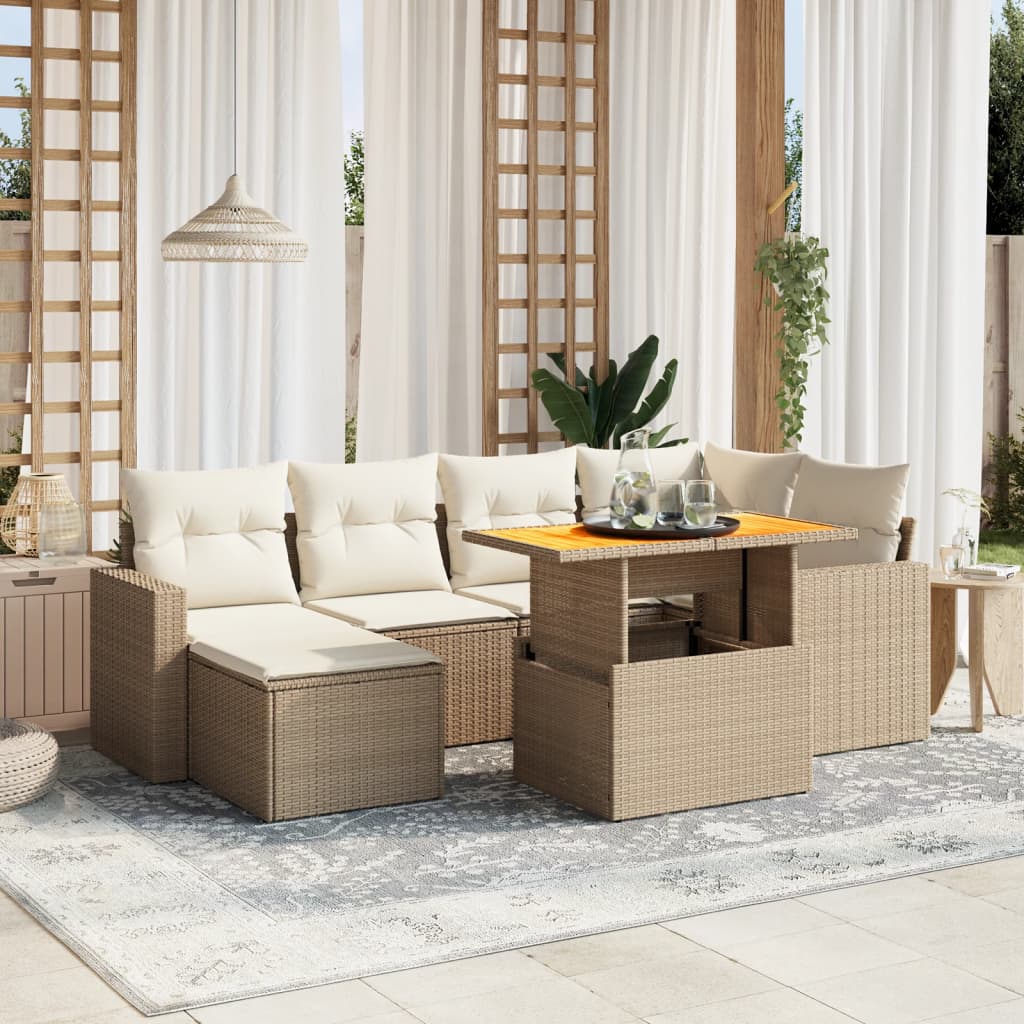 11-delige Tuinset met kussens poly rattan beige is nu te koop bij PeponiXL, paradijselijk wonen!