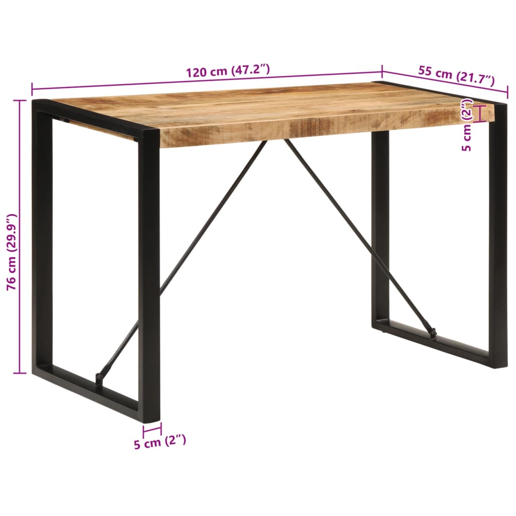 Eettafel 120x55x76 cm massief ruw mangohout is nu te koop bij PeponiXL, paradijselijk wonen!