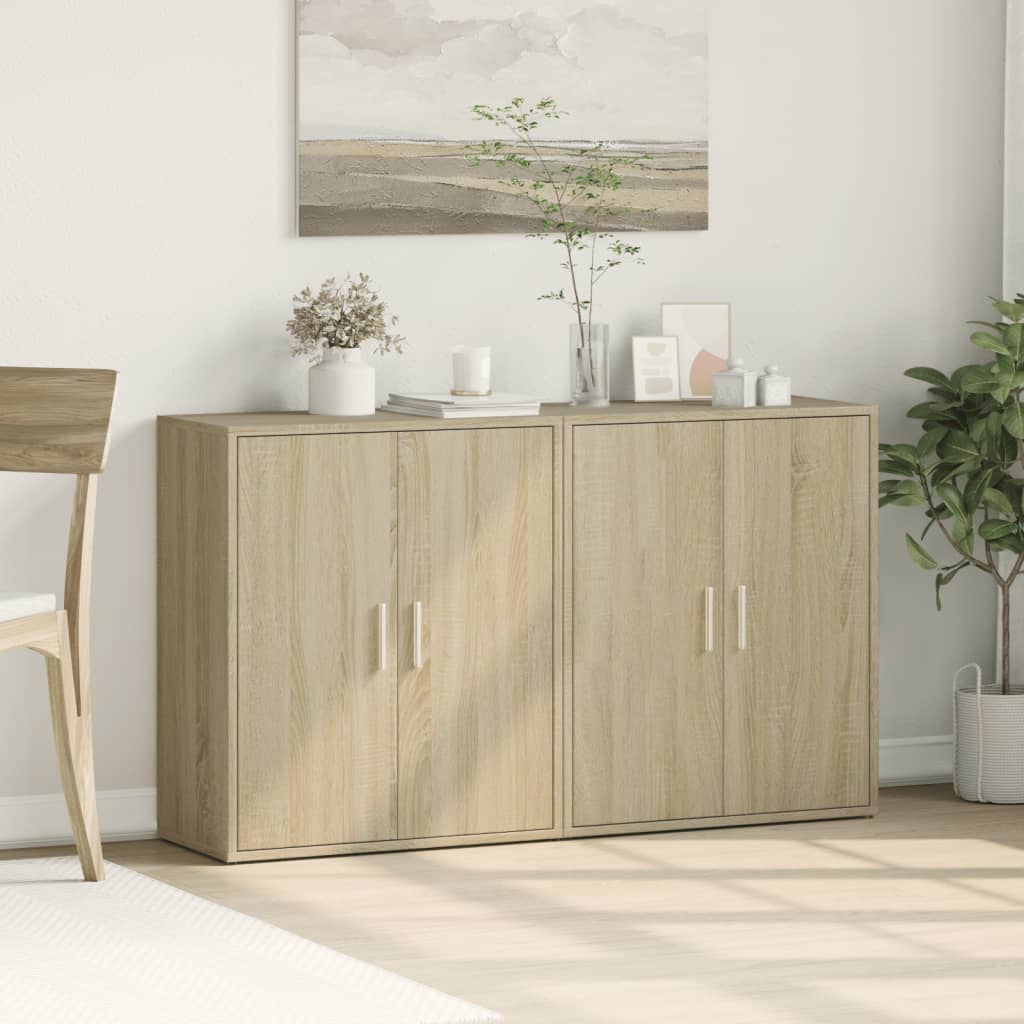 Dressoirs 2 st 60x31x70 cm bewerkt hout sonoma eikenkleurig is nu te koop bij PeponiXL, paradijselijk wonen!