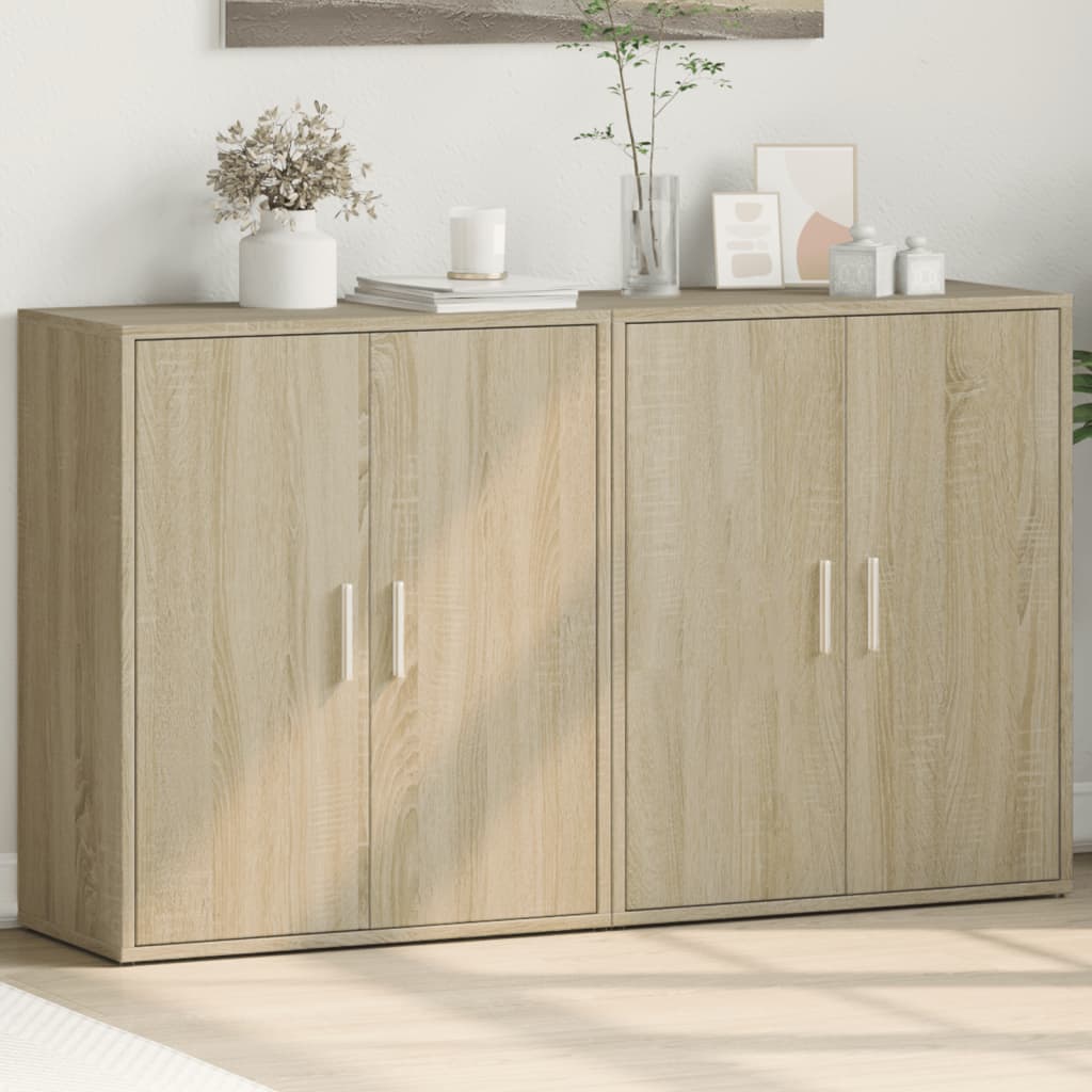 Dressoirs 2 st 60x31x70 cm bewerkt hout sonoma eikenkleurig is nu te koop bij PeponiXL, paradijselijk wonen!