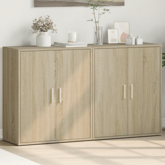 Dressoirs 2 st 60x31x70 cm bewerkt hout sonoma eikenkleurig is nu te koop bij PeponiXL, paradijselijk wonen!