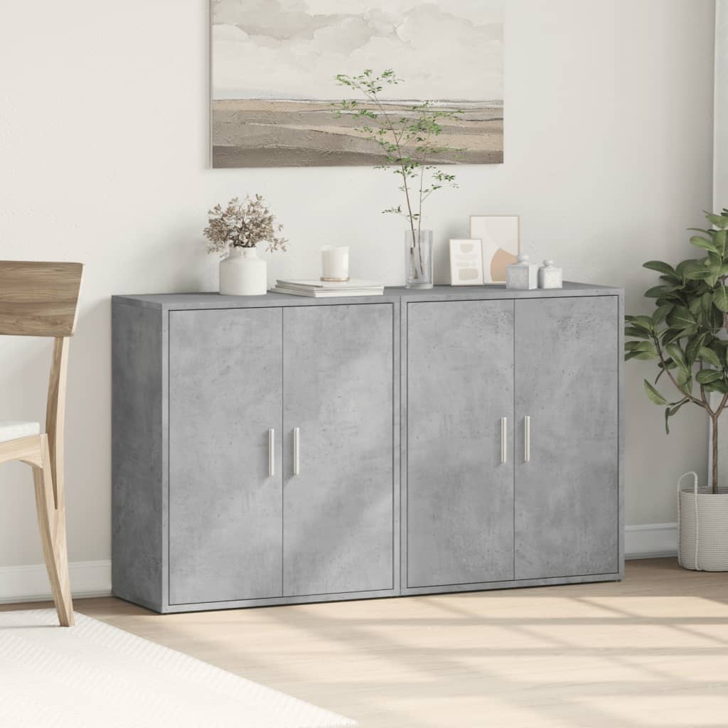 Dressoirs 2 st 60x31x70 cm bewerkt hout betongrijs is nu te koop bij PeponiXL, paradijselijk wonen!