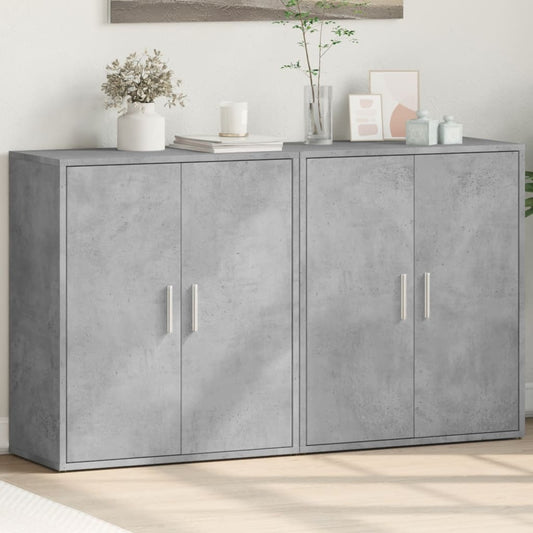 Dressoirs 2 st 60x31x70 cm bewerkt hout betongrijs is nu te koop bij PeponiXL, paradijselijk wonen!