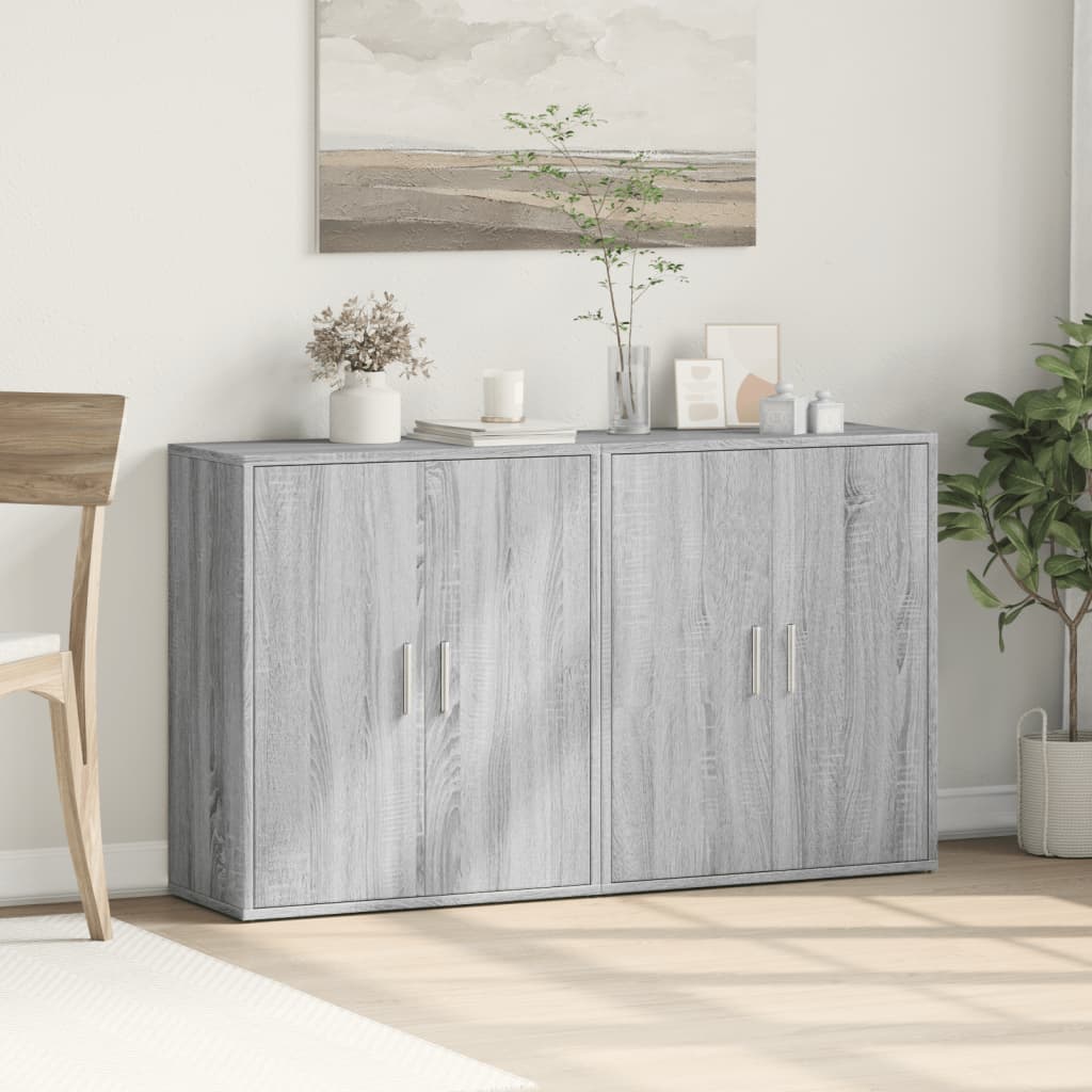 Dressoirs 2 st 60x31x70 cm bewerkt hout grijs sonoma eikenkleur is nu te koop bij PeponiXL, paradijselijk wonen!