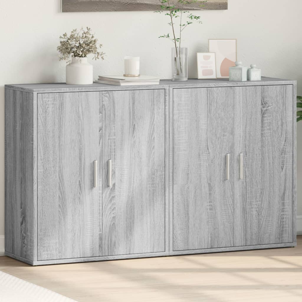 Dressoirs 2 st 60x31x70 cm bewerkt hout grijs sonoma eikenkleur is nu te koop bij PeponiXL, paradijselijk wonen!