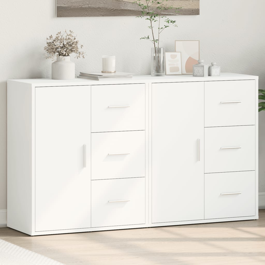Dressoirs 2 st 60x31x70 cm bewerkt hout wit is nu te koop bij PeponiXL, paradijselijk wonen!