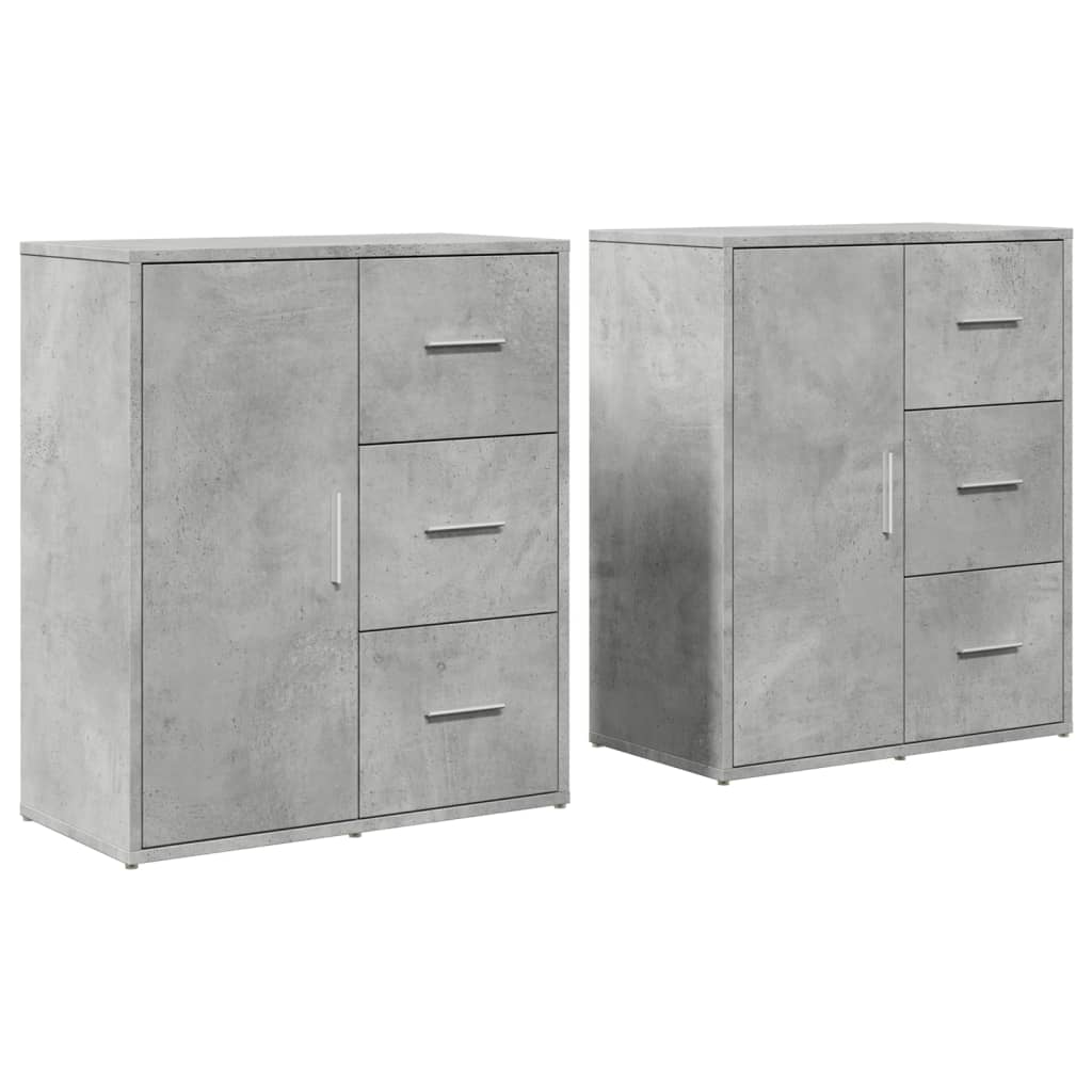Dressoirs 2 st 60x31x70 cm bewerkt hout betongrijs is nu te koop bij PeponiXL, paradijselijk wonen!