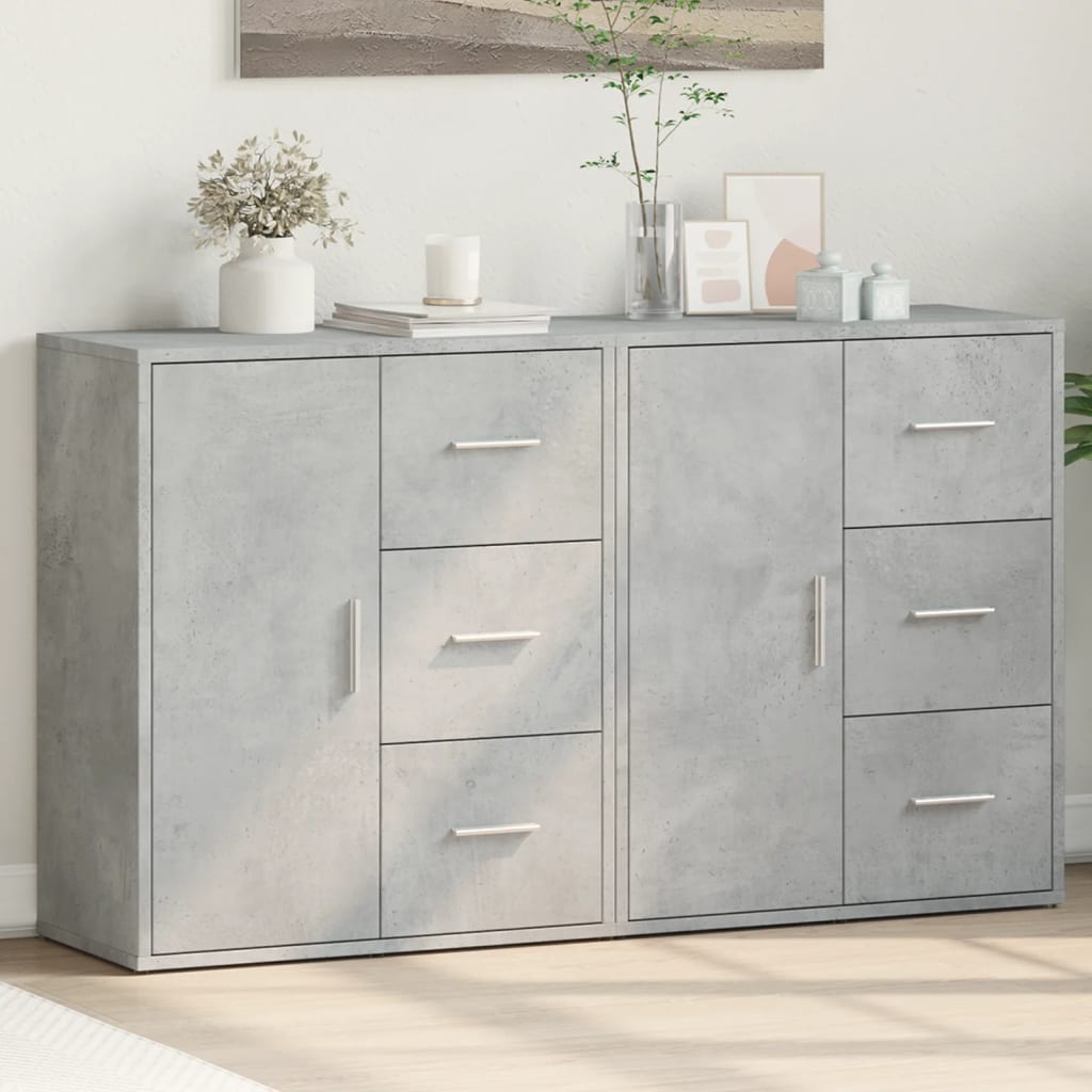 Dressoirs 2 st 60x31x70 cm bewerkt hout betongrijs is nu te koop bij PeponiXL, paradijselijk wonen!