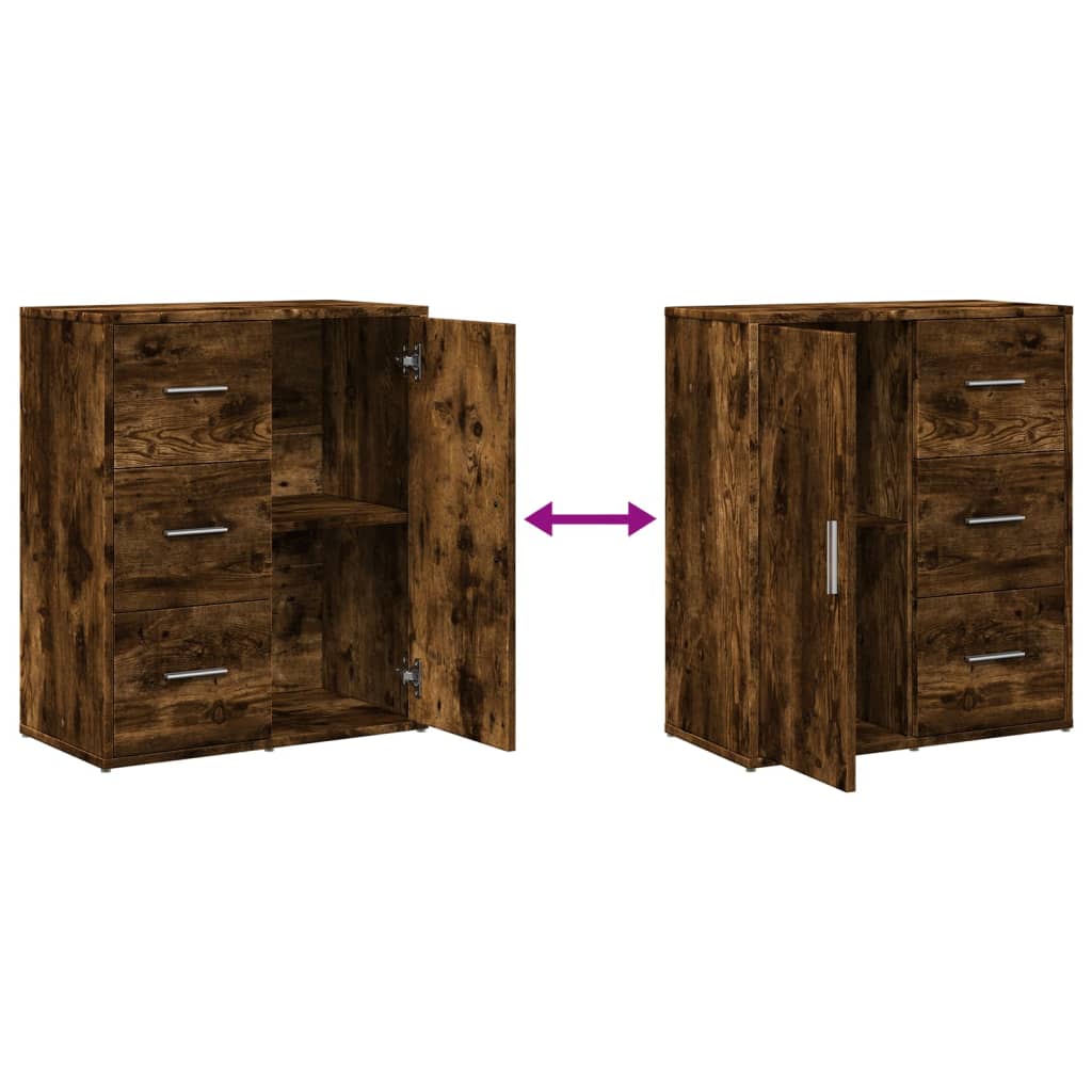Dressoirs 2 st 60x31x70 cm bewerkt hout gerookt eikenkleurig is nu te koop bij PeponiXL, paradijselijk wonen!