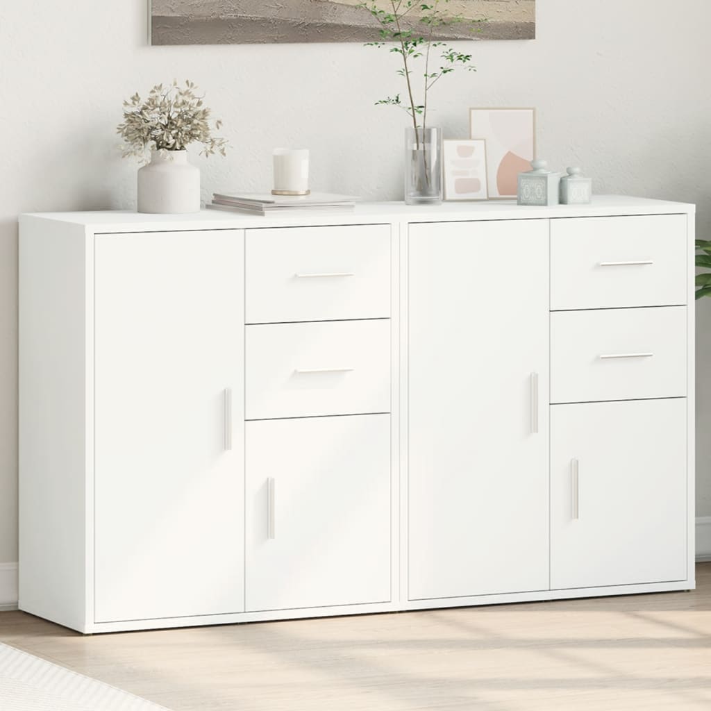 Dressoirs 2 st 60x31x70 cm bewerkt hout wit is nu te koop bij PeponiXL, paradijselijk wonen!