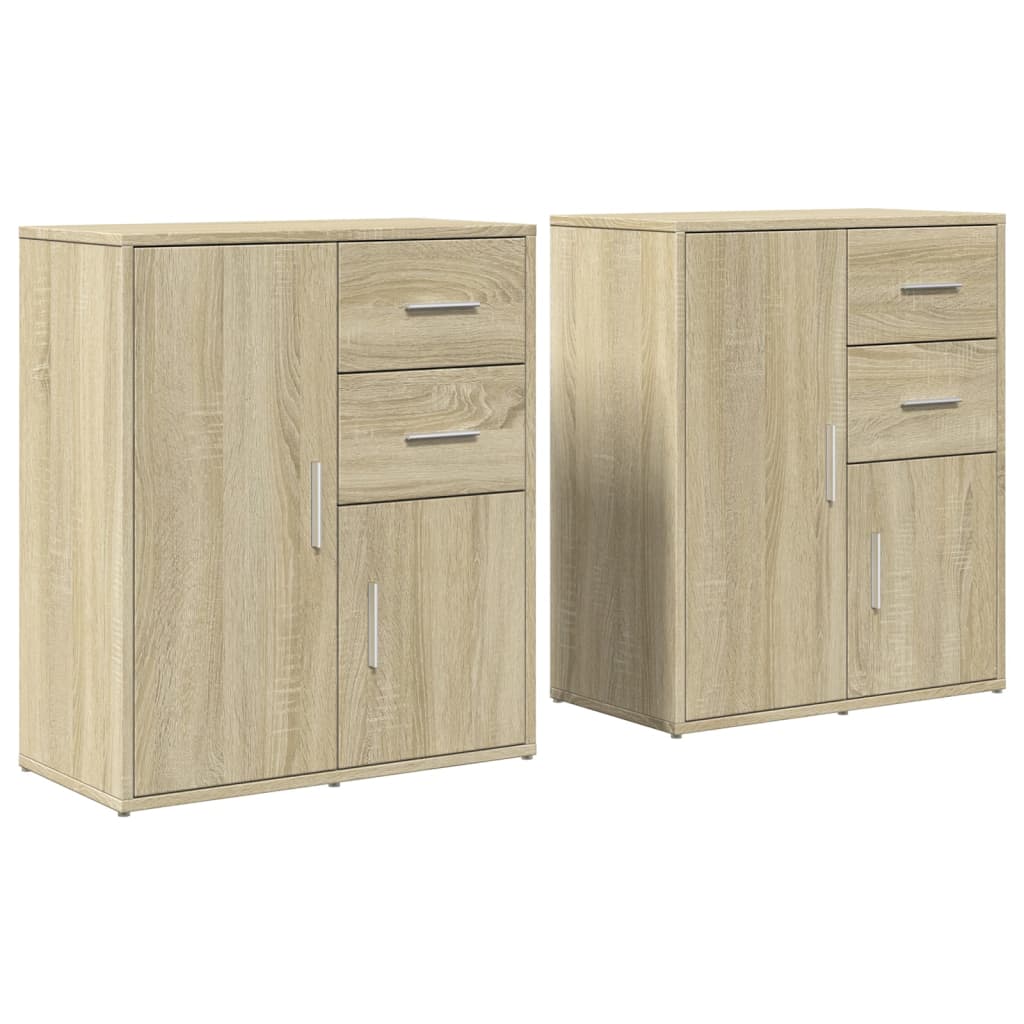 Dressoirs 2 st 60x31x70 cm bewerkt hout sonoma eikenkleurig is nu te koop bij PeponiXL, paradijselijk wonen!