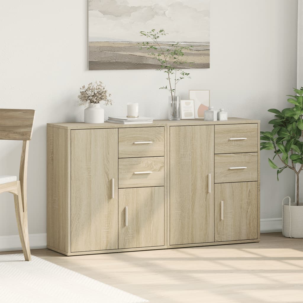 Dressoirs 2 st 60x31x70 cm bewerkt hout sonoma eikenkleurig is nu te koop bij PeponiXL, paradijselijk wonen!