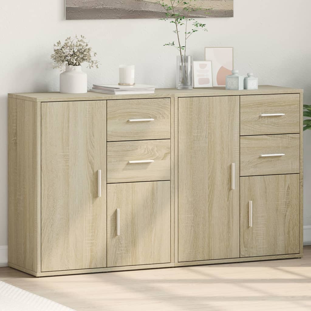Dressoirs 2 st 60x31x70 cm bewerkt hout sonoma eikenkleurig is nu te koop bij PeponiXL, paradijselijk wonen!