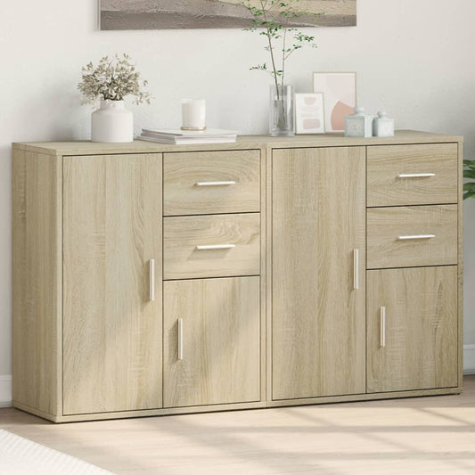 Dressoirs 2 st 60x31x70 cm bewerkt hout sonoma eikenkleurig is nu te koop bij PeponiXL, paradijselijk wonen!