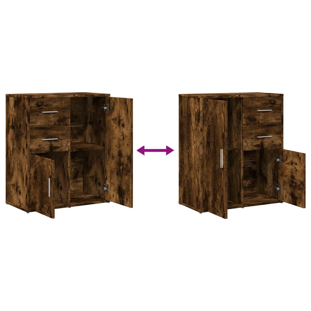 Dressoirs 2 st 60x31x70 cm bewerkt hout gerookt eikenkleurig is nu te koop bij PeponiXL, paradijselijk wonen!