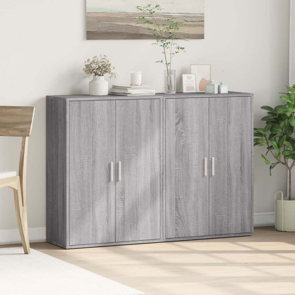 Dressoirs 2 st 60x31x84 cm bewerkt hout grijs sonoma eikenkleur is nu te koop bij PeponiXL, paradijselijk wonen!